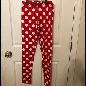 Red And White Polka Dot Leggings Nwot 